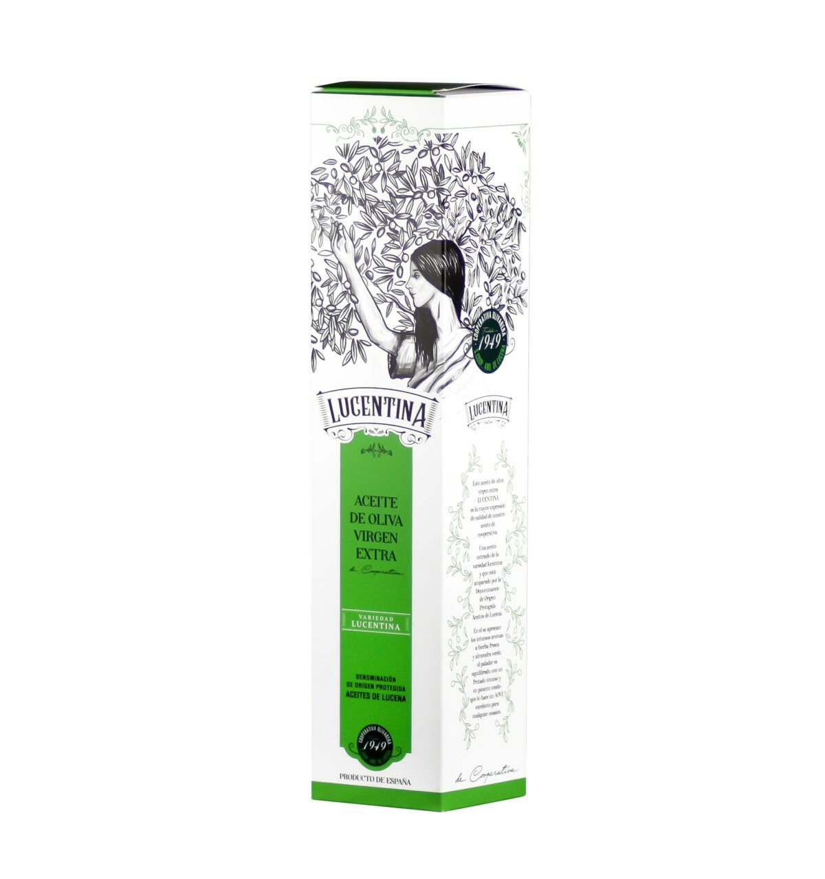 caja de aceite de oliva virgen extra Lucentina edición limitada 500 ml